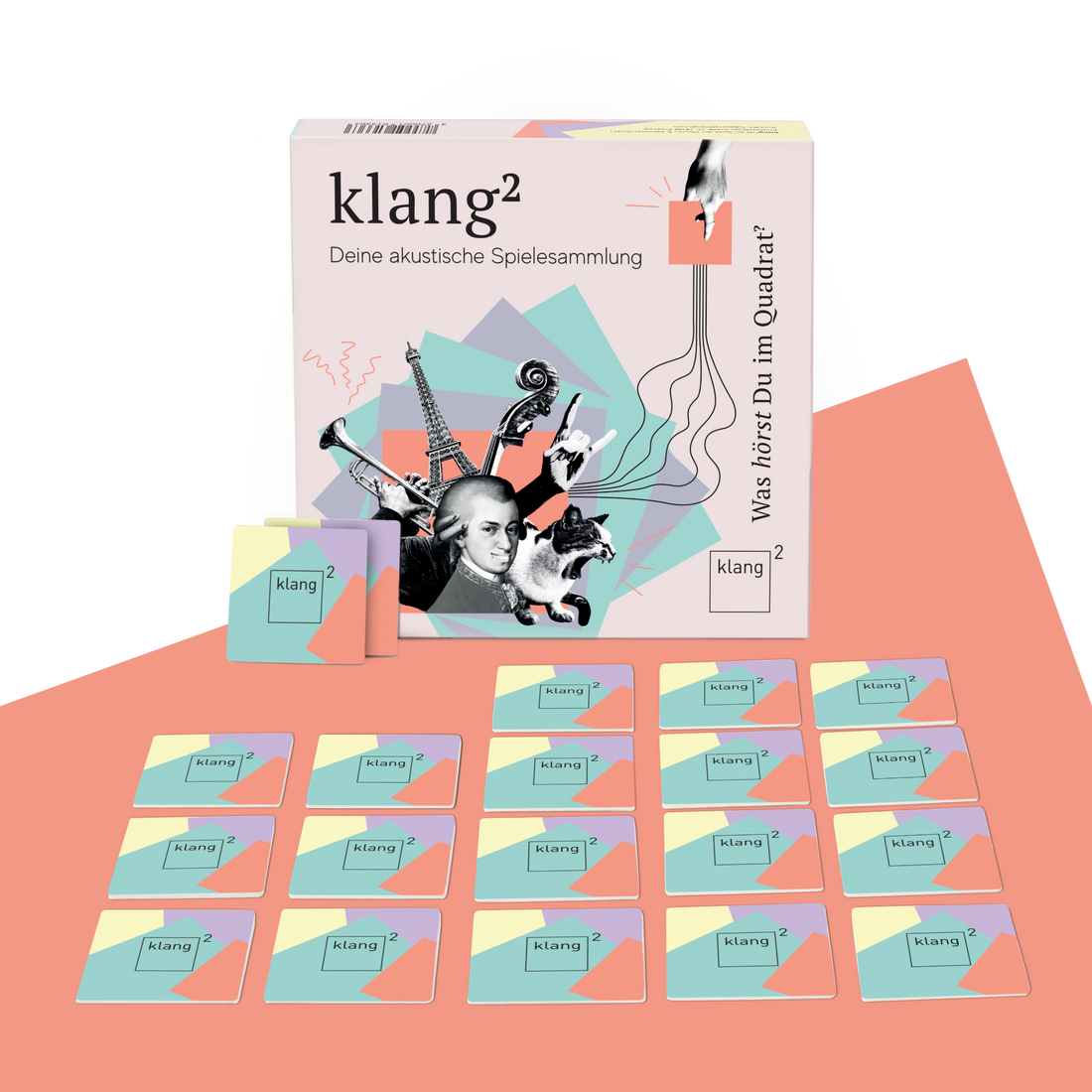 Neue klang² Variante, mit ausgelegten Spielsteinen, den Klangquadraten
